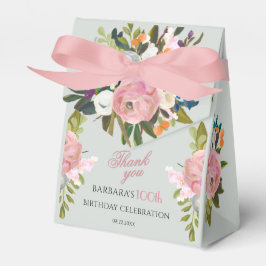 Elegant Painted Pink Floral 100th birthday favors  Presentaskar