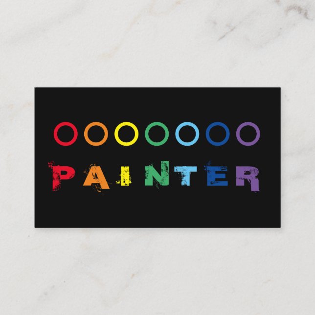 Elegant Painters regnbåge färgad punkter Visitkort (Framsida)