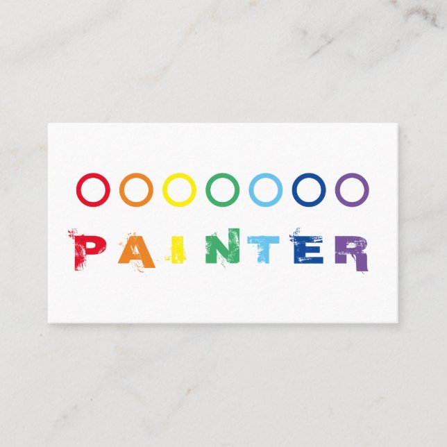 Elegant Painters regnbåge färgad punkter Visitkort (Framsida)