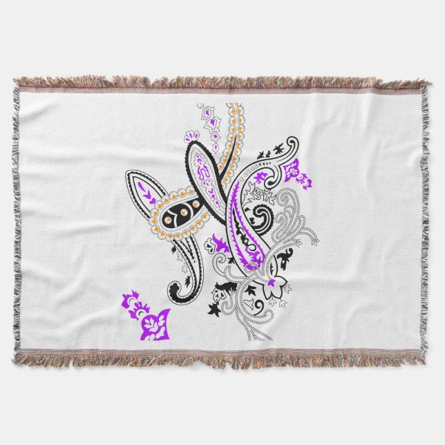 Elegant Paisley Blommig Vävd Kastfilt Filt (Framsidan)