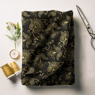 Elegant Paisley Blommigt Guld ID639 Tyg