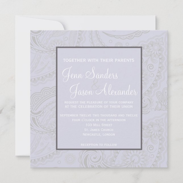 Elegant Paisley formell bröllopinbjudan Inbjudningar (Framsida)