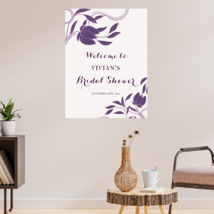 Elegant Paisley Lila Bröllopsdusch Välkommen Poster