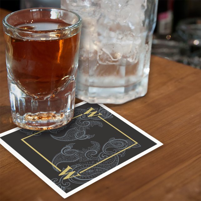 Elegant Paisley Monogram Initial Pappersservett (Skapare uppladdad)