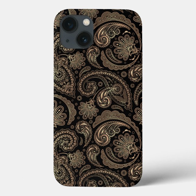 Elegant Paisley Vintage Damaskblommor Mönster (Baksida)
