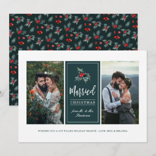 Elegant Paked Holly Gift julfoto Julkort