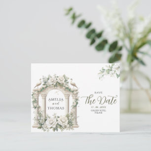Elegant palatsbyggnad Grönska Spara datumet Inbjudningar