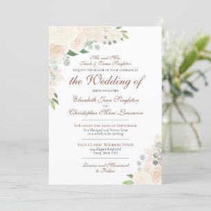 Elegant Pale Blush Peach Floral Formal Wedding Inbjudningar