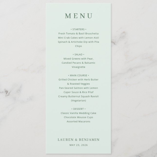 Elegant Pale Green Menu Template Meny (Framsida)