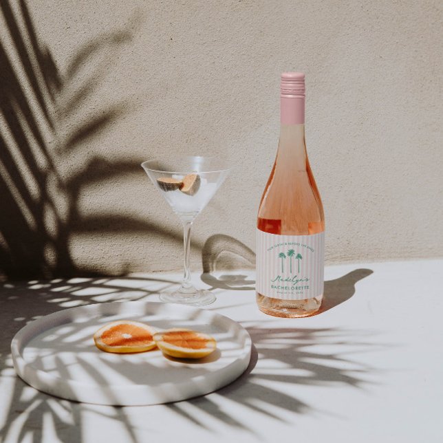 Elegant Palm Springs före ringarna brudtjejfest (Pretty and elegant Palm Springs Before The Rings wine or champagne bottle labels decor party favors)