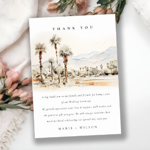 Elegant Palm Springs Kalifornien Landskapsbröllop Tack Kort