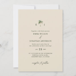 Elegant Palm Tree Wedding Invitation with QR Code Inbjudningar