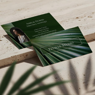 Elegant Palmblad Lyx Feminint Foto Visitkort