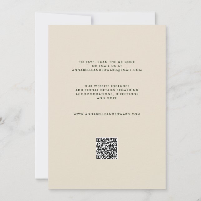 Elegant palmträd bröllopsinbjudan med QR-kod Inbjudningar (Baksida)
