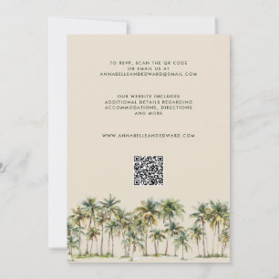 Elegant Palmträd Bröllopsinbjudan med QR-kod Inbjudningar
