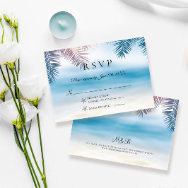 Elegant Palmträd Tropisk Strand Bröllop RSVP-kort OSA Kort