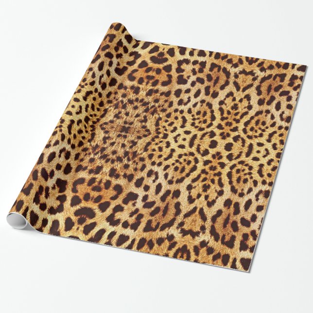 Elegant päls för Leopard Presentpapper (Utrullad)
