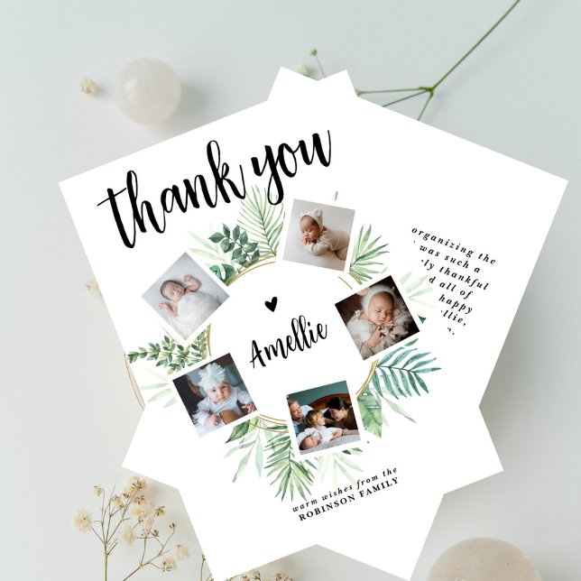 Elegant Pälsskydd för botaniskt andningsfoto Babys Tack Kort (Skapare uppladdad)