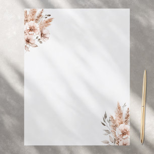 Elegant Pampas Bohemian Blommigt Stationery Papper