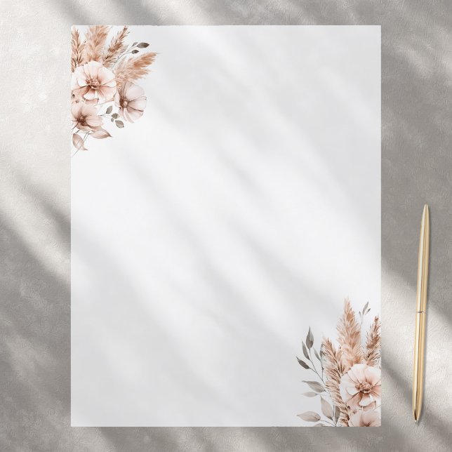 Elegant Pampas Bohemian Blommigt Stationery Papper (Skapare uppladdad)