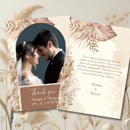 Elegant pampas-gräs och Boho Neutralt Bröllop Phot Tack Kort