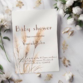 Elegant Pampas-gräsknappen Babydusch Inbjudningar