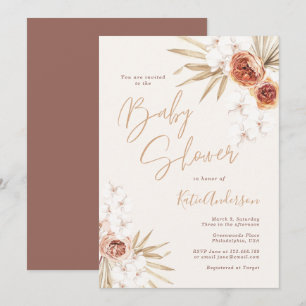 Elegant Pampas Grass Bohemian Baby Shower Inbjudningar