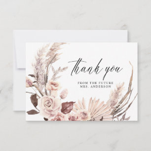 Elegant Pampas Grass Boho Blommigt Möhippa Tack Kort
