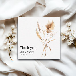 Elegant Pampas Grass Bröllop - tack för din kortan Anteckningskort