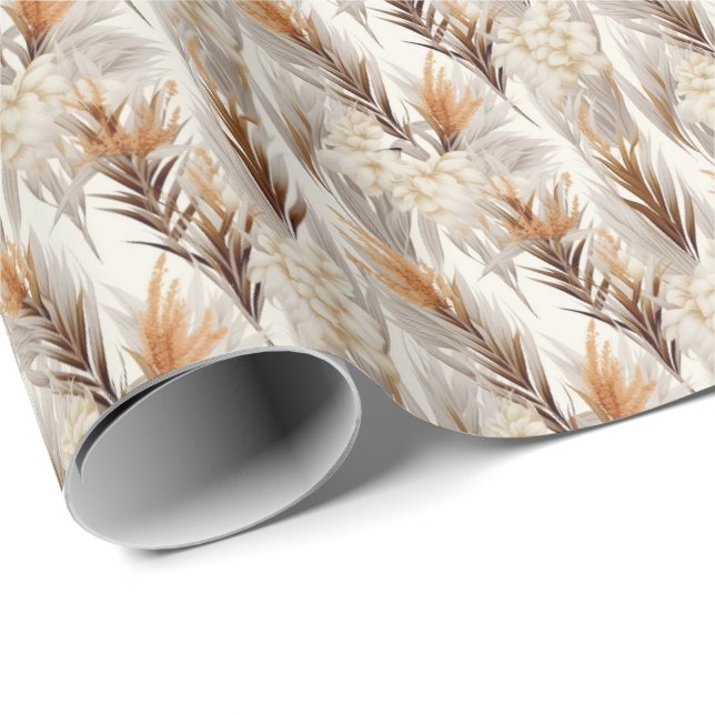 Elegant Pampas Grass Sied Presentpapper (Rullad Hörn)