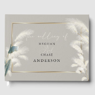 Elegant Pampas Grass Smokey Teal Anthurium Gästböcker