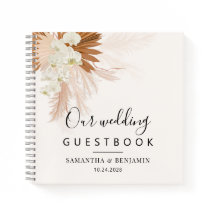 Elegant Pampas Grass Terracotta Bröllop Guest Bok