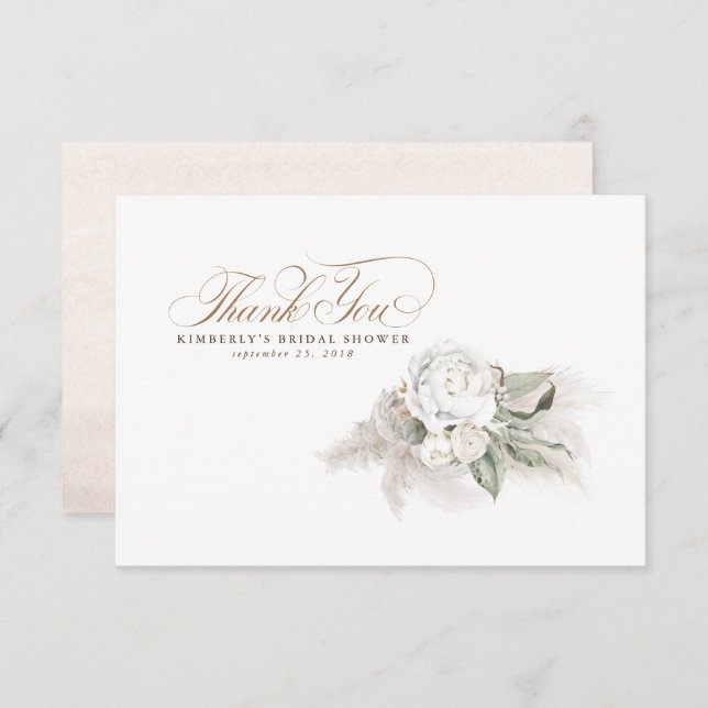 Elegant Pampas Grass White Blommigt Tack (Fram/baksida)