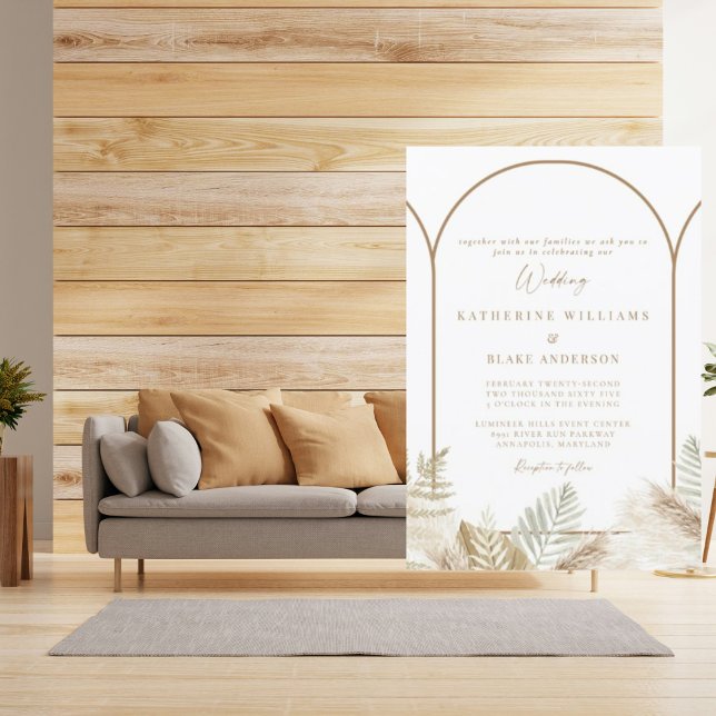 Elegant Pampas & Guld Neutralt-inbjudan Inbjudningar (Skapare uppladdad)