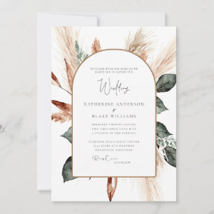 Elegant Pampas Sage Geometric Bröllop Inbjudningar