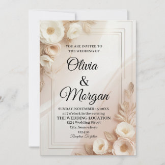 Elegant Pampasgräs-blommande bröllopsinbjudan Inbjudningar