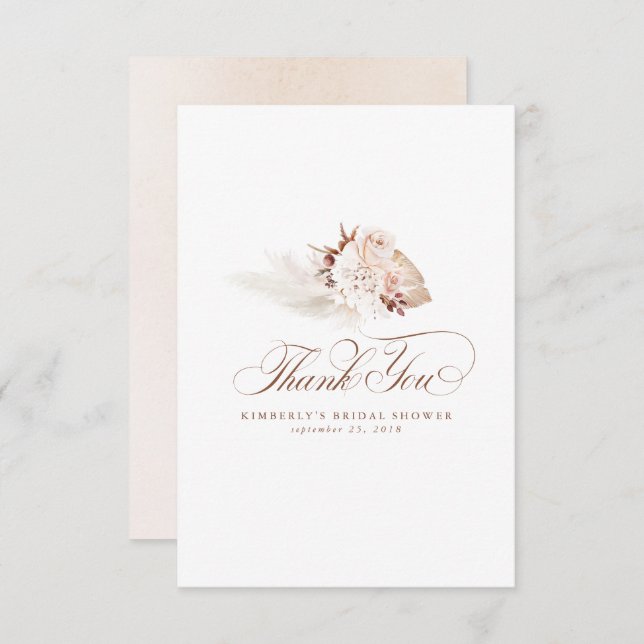 Elegant Pampasgräs Ljus Blommig Tacksamhet Tack Kort (Fram/baksida)