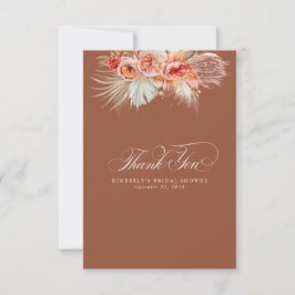 Elegant Pampasgräs Terrakotta Blommig Tack Kort