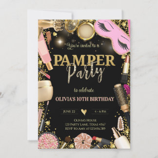 Elegant Pamper Party Birthday Inbjudningar