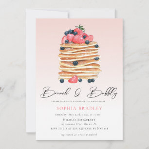 Elegant Pancakes Rosa Möhippa Brunch-inbjudan Inbjudningar