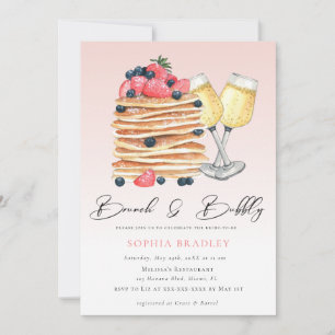 Elegant Pancakes Rosa Möhippa Brunch-inbjudan Inbjudningar