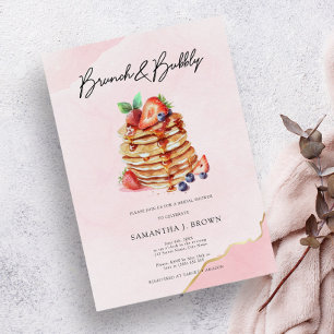 Elegant Pancakes Rosa Möhippa Brunch Shower Inbjudningar