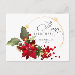 Elegant Pandem Poinsettia Mistletoe jul Vykort