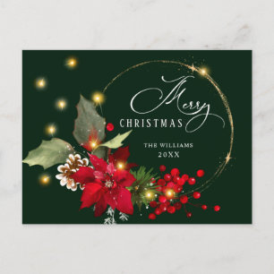 Elegant Pandem Poinsettia Mistletoe jul Vykort