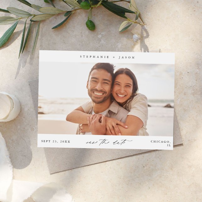 Elegant Panoramisk fotomodern Spara datum Inbjudningar (Skapare uppladdad)