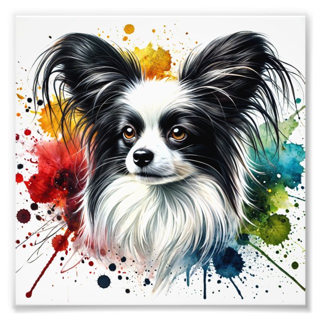 Elegant Papillon Watercolor Art Fototryck (Framsidan)