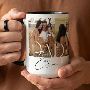 Elegant Pappa Era Familjefotokollage Fars Dag Två-Tonad Mugg