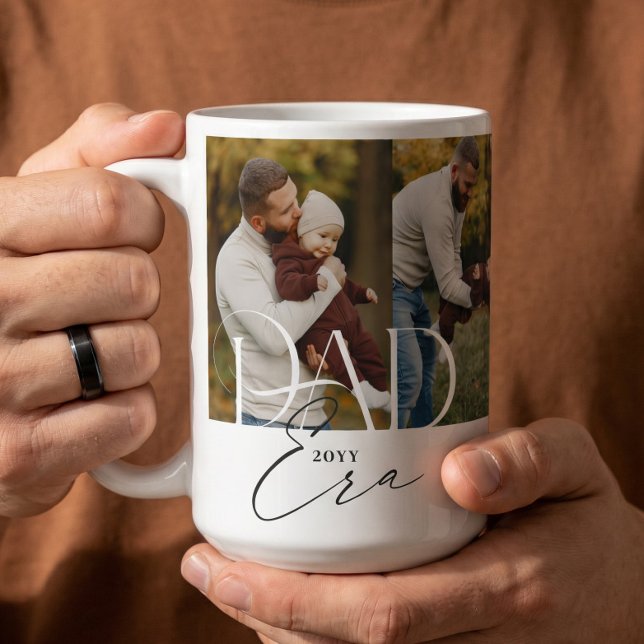 Elegant Pappa Era Fotokollage Första Fars Dag Kaffemugg (Elegant Dad Era Photo Collage First Fathers Day Coffee Mug)