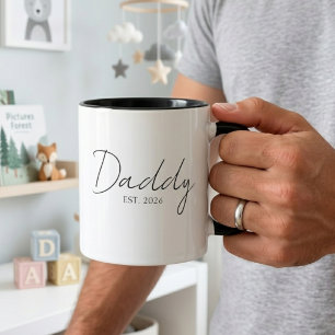 Elegant Pappa EST År Minimal Familj Skript Design Mugg