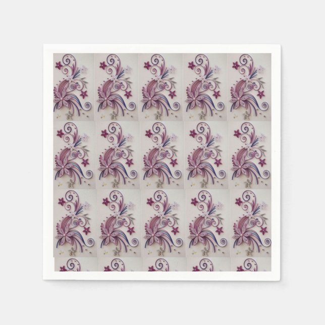 Elegant Papper Quilling Blommigt Design Pappersservett (Framsidan)